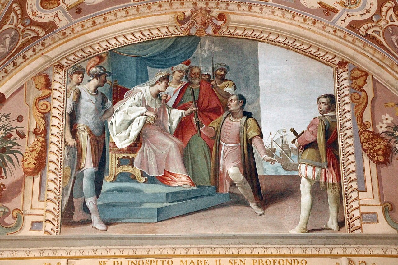 Sala delle udienze di Maria Maddalena d'Austria. Figure storiche femminilie, Isabella di Spagna -  Villa di Poggio Imperiale